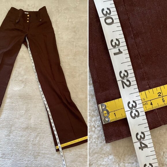 Cache Womens Linen Blend Brown Pants Size 2 - Picture 9 of 14